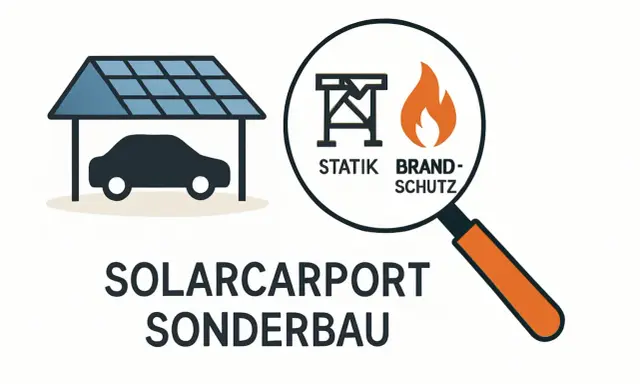 Solarcarport-Sonderbau: Statik & Brandschutzprüfung für die Baugenehmigung.