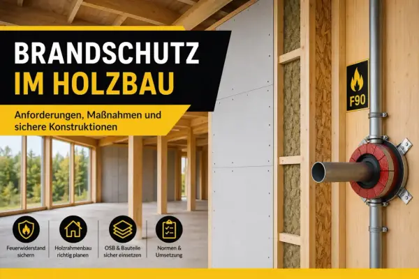 Brandschutz im Holzbau: Sichere Konstruktionen mit Baustoffklasse A2. Details zu Anforderungen, Maßnahmen und F90-Zertifizierung.